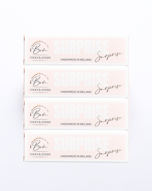Handmade Irish Surprise Bar bundle by Bon Chocolatiers, four milk chocolate bars, a fun birthday treat for foodies.