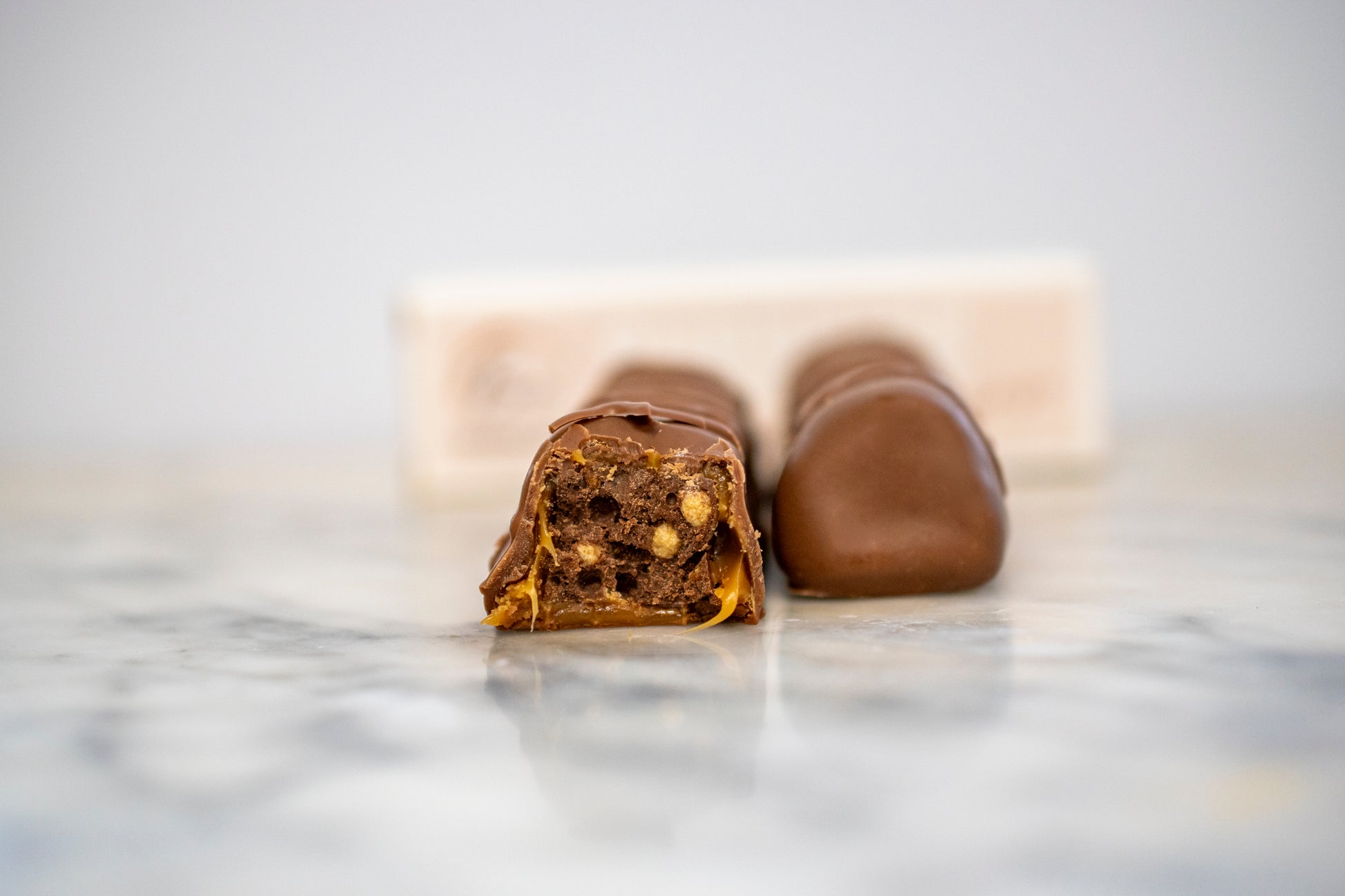 Handmade Irish milk chocolate Surprise Bar with chocolate drizzle, a luxury treat or corporate client gift.